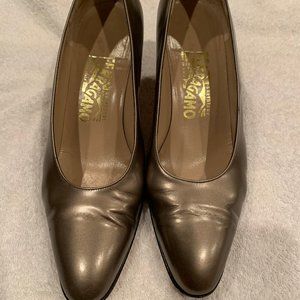 Salvatore Ferragamo Pewter Pumps
